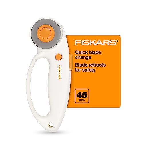 Fiskars 45 mm Schnellwechsel-Rollschneider für Stoff – Stahl-Rollschneiderklinge – Bastelbedarf – Handwerk, Nähen und Quilt-Projekte – Weiß von Fiskars