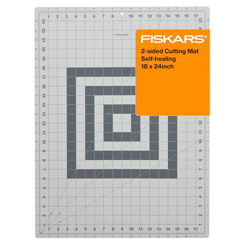 Fiskars Selbstheilende Schneidematte für Bastel-, Näh- und Quilt-Projekte, 45,7 x 61 cm Raster, rotierende Stoffschneidematte mit Linealraster, Grau von Fiskars