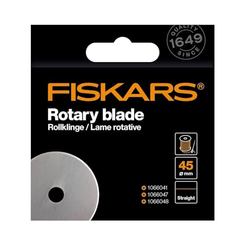 Original Fiskars Ersatzklinge, Rollklinge für gerade Schnitte, Inkl. Klingenablage, Ø 45 mm, Stahl, 1066042, Grau von Fiskars