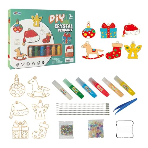 DIY Kristall-Anhänger-Set – DIY-Kits, Schlüsselanhänger-Kits für dekorative Kunstmalerei | Lernset für Kunst und Handwerk für Kinder, Bastelbedarf für Partygeschenke von Fisssure