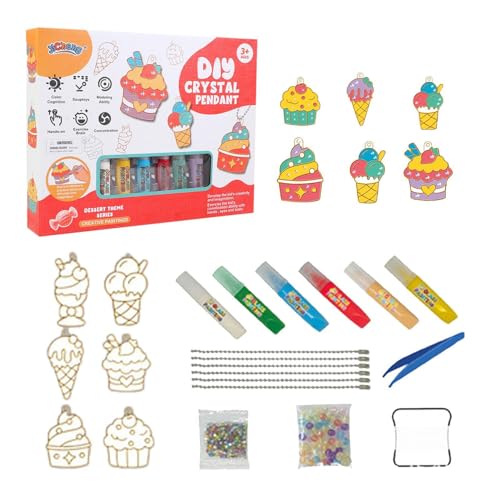 DIY Kristall-Anhänger-Set – DIY-Kits, Schlüsselanhänger-Kits für dekorative Kunstmalerei | Lernset für Kunst und Handwerk für Kinder, Bastelbedarf für Partygeschenke von Fisssure