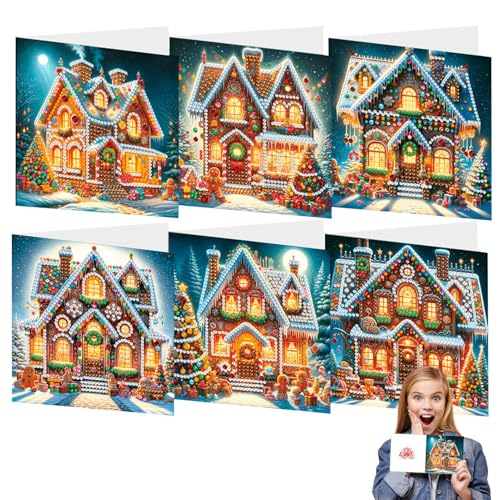 Fisssure 5D-Gemälde-Grußkarten-Set – handgefertigte 5D-Weihnachtsgrußkarten, 5D-Gemälde handgefertigte Grußkarten | Helle und einzigartige 5D-Zeichenkarten für Familie, Kinder von Fisssure