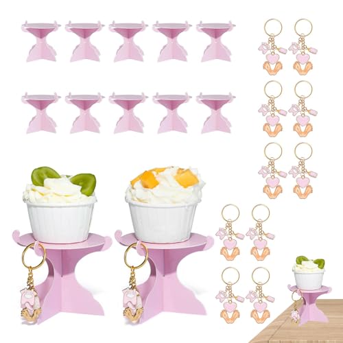 Fisssure Cupcake-Ständer-Set | Fuß-Schlüsselanhänger, Kuchenhalter – 12 x Dessertständer, niedliche Schlüsselanhänger, Cupcake-Präsentationsständer, Geschlechtsoffenbarung, Schlüsselanhänger-Set, von Fisssure