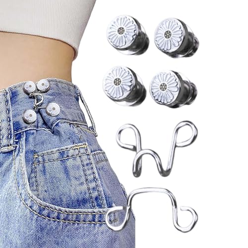 Fisssure Jeansknopfhalter, verstellbarer Jeansknopf, keine Knopfnadeln, Jeans genäht, lockerer Jeans-Spanner aus Legierung, abnehmbare Jeans-Knopfnadeln für Jeans, Ärmel, Hosen von Fisssure