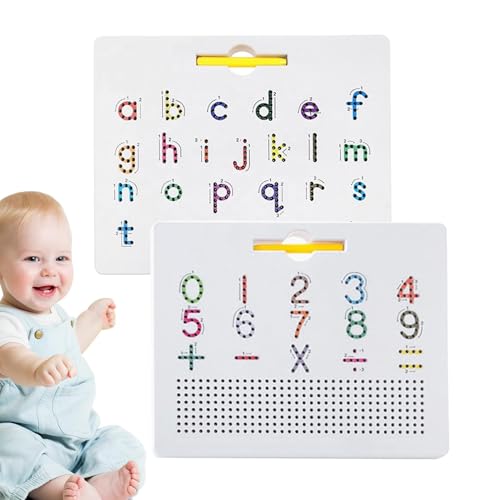 Fisssure Magnetische Alphabettafel, doppelseitige magnetische Buchstabentafel - 2-in-1 magnetisches Stahlkugel-Zeichenbrett - Stem Toy Letters Learning, Magnets Tracing Board, Üben von Lernspielzeug, von Fisssure