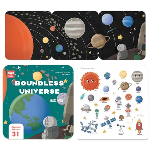 Fisssure Niedliches Stickerbuch, Sticker-Aktivitätsbuch - Multifunktionales pädagogisches Lernspielzeug für Kinder,Wiederverwendbare Aufkleberspielzeuge, lustige Lernaktivitäten für Kindergarten, von Fisssure