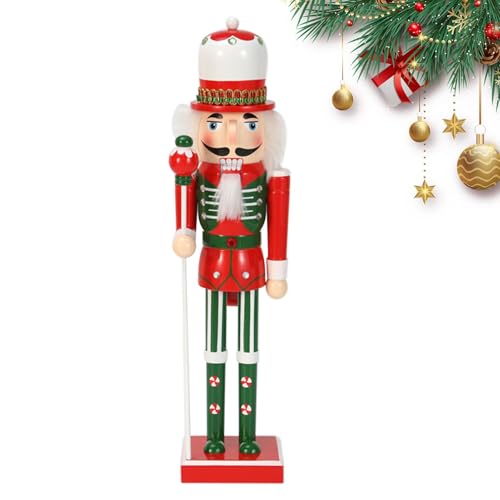 Fisssure Nussknacker-Holzfigur, Weihnachts-Holzfigur, Nussknacker-Statue – für drinnen und draußen, Desktop-Skulptur, saisonale Dekorationen für Garten, Bücherregal von Fisssure