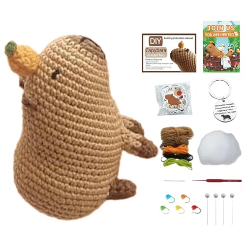 Häkelset Capybara Häkelset - Capybara Häkelset für Anfänger, Capybara Strickset für Anfänger | Häkelset, Capybara Stricken aus Wolle, Strickzubehör für Kinder von Fisssure