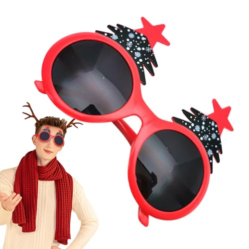 【Weihnachtsbaumbrille – Weihnachtsbrille mit Pailletten, Weihnachtsbrille, Weihnachtsbaumhut | Niedliche Weihnachtsbaummütze, Rentier-Weihnachtsmann-Weihnachtsmann-Brillenzubehör, V-Brillenzubehör von Fisssure