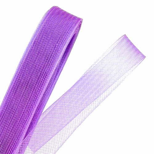 FitLit 9 Meter langes steifer Rosshaar-Zopf für Polyester, zum Nähen, Hochzeitskleid, Tanzkleider, Formgebung, Zubehör, Krinolinband, elastisches Gurtband, Netzgewebe (Hellviolett, 30 mm breit) von FitLit