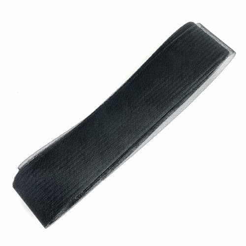 FitLit 9 Meter langes steifer Rosshaar-Zopf für Polyester, zum Nähen, Hochzeitskleid, Tanzkleider, Formgebung, Zubehör, Krinolinband, elastisches Gurtband, Netzgewebe (schwarz, 60 mm breit) von FitLit