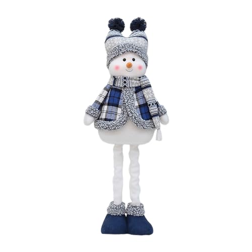 Fitooles Blauer Weihnachts-Schneemann mit warmer Mütze und Schal, Plüschstoff, Teleskop-Schneemann, stehend von Fitooles