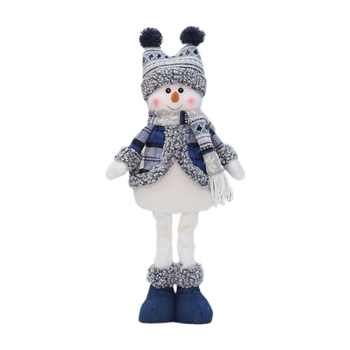 Fitooles Blauer Weihnachts-Schneemann mit warmer Mütze und Schal, Plüschstoff, Teleskop-Schneemann, stehend von Fitooles