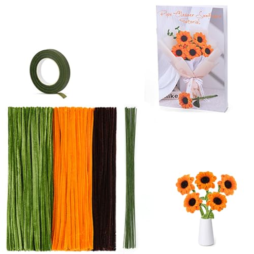 Fitooles Blumenstrauß-Bastelsets, Chenille-Stiele für handgefertigte Tulpen/Sonnenblumen, Kunstprojekte, Kunst, Klassenzimmer von Fitooles