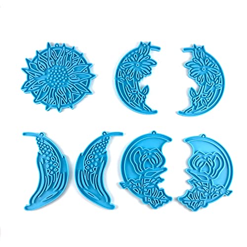 Fitooles Mondblumen-Form für Wanddekorationen, Wandbehang, Silikonform, Mond und Blume, Epoxidharz, Gießform für Heimwerker von Fitooles