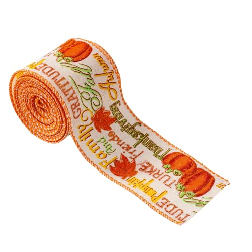 Fitooles Thanksgiving-Kürbisband zum Basteln und Verpacken von Herbsternte, Polyester, 4,5 m von Fitooles