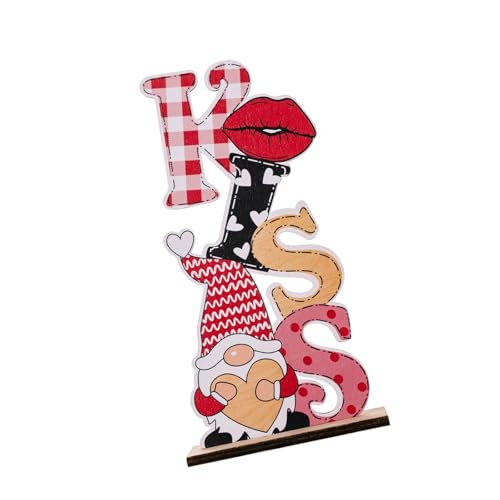 Fitooles Valentines Day Kiss Zwerge Ornament Romantik-Tischplatte Holzschild für Schlafzimmer, Wohnzimmer und Hochzeit von Fitooles