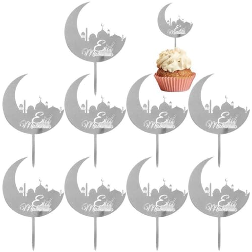 Eid Mubarak Cupcake-topper, 10 Stück, Eid-acryl-cupcake-topper, Ramadan-kuchendekorationen, Kareem-partyzubehör Für Muffin-kuchen von Fituenly