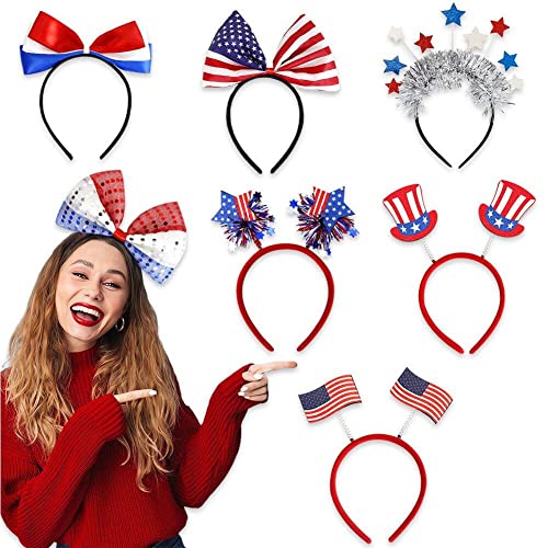 Fituenly 7 Pcs 4. Juli Amerikanische Flaggen Stirnbänder - Usa Independence Day Headwear Party -gefälligkeiten, Patriotische Accessoires Und Dekorationen Für Feierlichkeiten von Fituenly