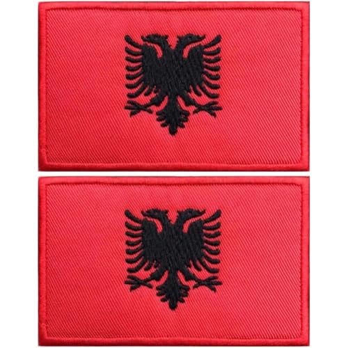 Fituenly Albanien-flaggen-aufnäher, Bestickte Applikation, Albanisches Nationalemblem Zum Aufbügeln Oder Aufnähen von Fituenly