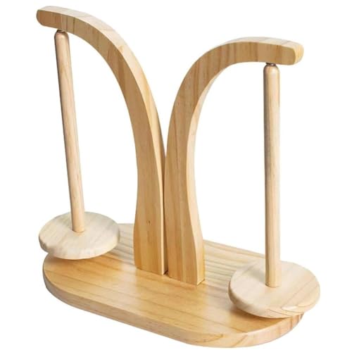 Fituenly Garnhalter Zum Stricken Und Häkeln, 2-spindel-garnspinner Aus Holz Rotierender Magnetischer Achse, Garnstrangständer-Organizer Und Anti-rutsch-Pads, Häkelgeschenk Für Strickliebhaber von Fituenly