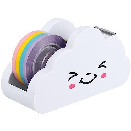 Fituenly Tischabroller für Klebeband, Wolken-Klebebandabroller Rollenhalter Schneider Klebebandabroller mit Regenbogen-Klebeband für Kinder Schule Bürobedarf von Fituenly