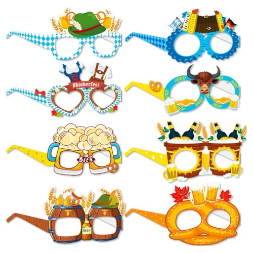 Oktoberfest-partybrille, Papierbrille, Lustige Oktoberfest-kostüm-requisiten Für Kinder Und Erwachsene, Bayerisches Deutsches Bierfest, Oktoberfest-party-dekoration, Gastgeschenke von Fituenly