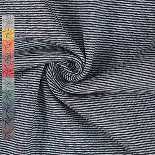 Bündchenstoff schmale Streifen 1mm, Ringel-Bündchen, Schlauchware, marine (25cm x 35/70cm) von Fitzibiz