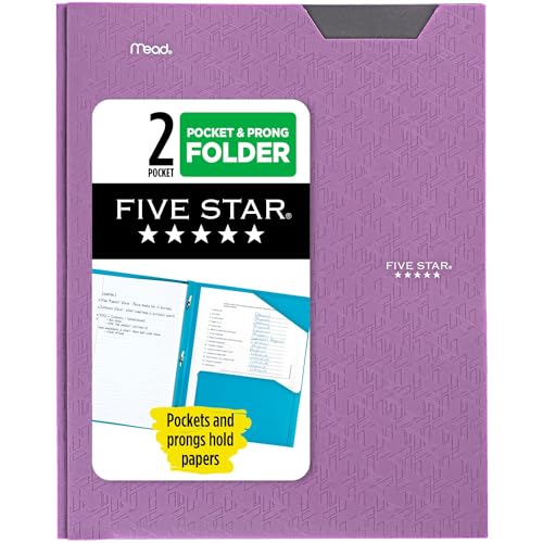 Five Star 2-Pocket-Mappe mit Krappenverschlüssen, Klemmmappe, Ordner mit Taschen, lila (38750) von Five Star