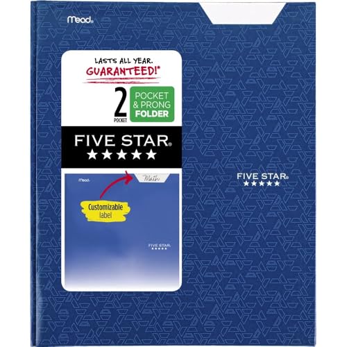 Five Star Papiermappe – 2 Taschen & 3 Zinken Ordner für Briefpapier (Pazifikblau) von Five Star