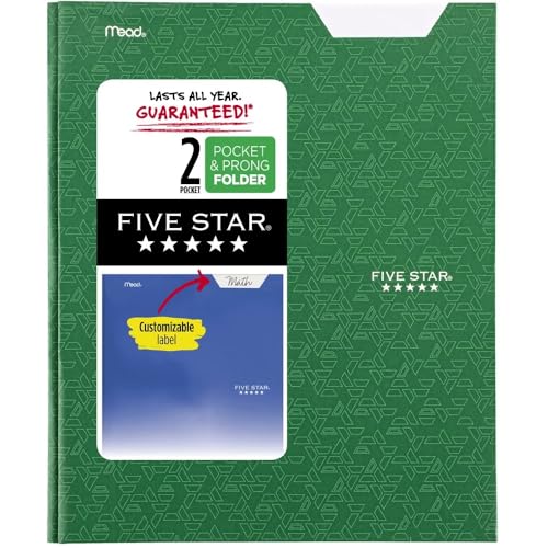 Five Star Papiermappe – 2 Taschen & 3 Zinken Ordner für Briefpapier (Waldgrün) von Five Star