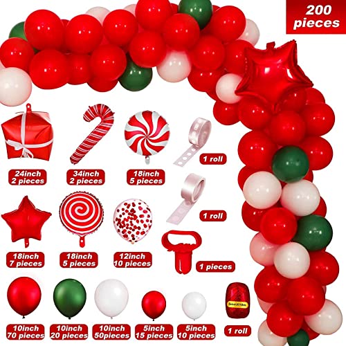 Fivetwofive 202-Teiliges Weihnachtslatex-Aluminiumfolien-Ballonketten-Set Neujahrsthema Urlaub Dekoration Geschenk Hintergrunddekoration von Fivetwofive