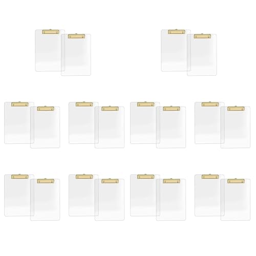 Fivetwofive 20Er-Pack Transparentes Acryl-Klemmbrett mit Goldenem Clip, 8,8 X 12,2 A4-Letter-Format, Schul- und Heimbedarf, Bürobedarf von Fivetwofive