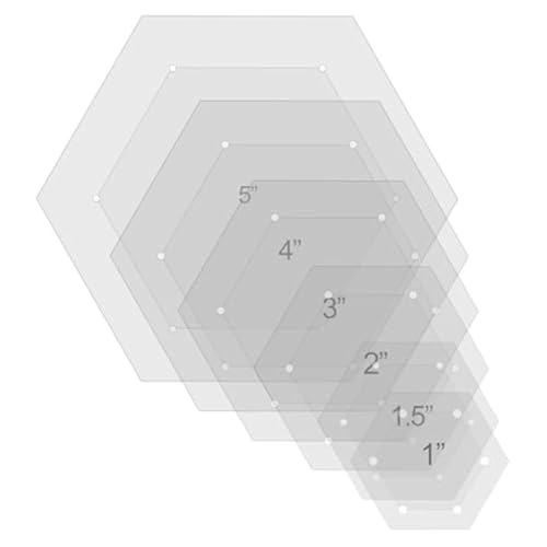 Fivetwofive 6-Teiliges Sechseck-Quilt-Schablonenset Aus Acryl, Quilt-Lineale und Schablonen, Näh-Schablonen für das Zusammensetzen Von Nähten, Nahtzugabe von Fivetwofive