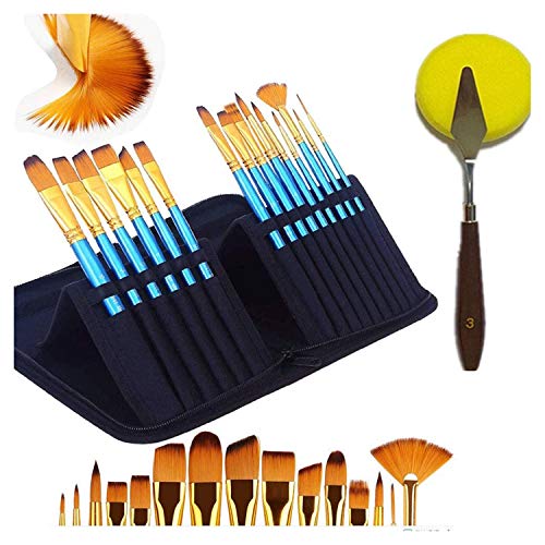 Fivetwofive KüNstler Pinsel Set Malmesser Schwamm 15 Pc Malpinsel für Acryl Aquarell von Fivetwofive