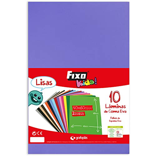 Fixo Kids Gummifolie EVA, einfarbig, Violett, 40 x 60 cm, 10 Stück von Fixo Kids