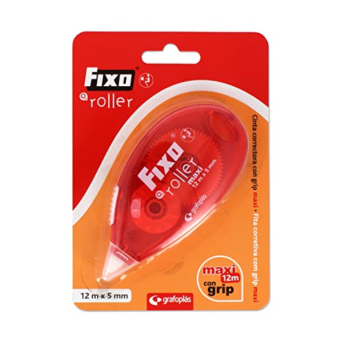 Fixo Roller, extra langes weißes Korrekturband, 5 mm x 12 m, ergonomisches Design, sofort trocknend, Schulmaterial von Fixo