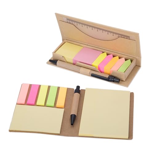 Fiyuer Haftnotizen Klebezettel Set, 1000 Blatt Notizzettel Haftstreifen Set, Sticky Notes Bunt Seitenmarker Page Marker, Geschenkset aus Haftnotizen mit Lineal und Stift von Fiyuer