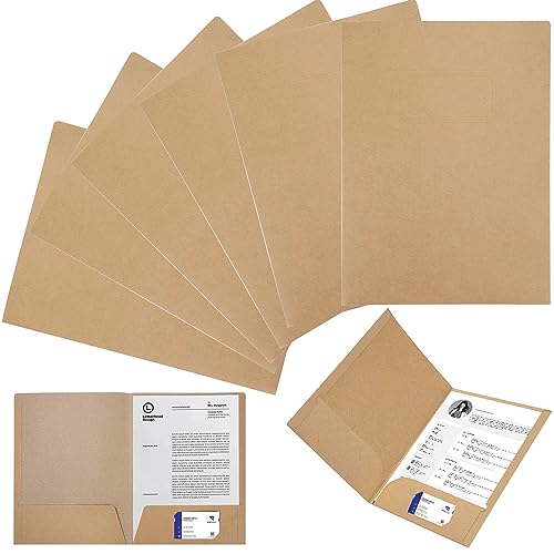 Fizdoqg Präsentationsmappe 6 Stück Präsentationsmappe a4 Kraftpapier Dokumentenmappe Karton Präsentationsmappe mit Visitenkartenschlitz Ordner mit Tasche für Dateien, Dokumente, Berichte, Bürobedarf von Fizdoqg