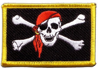 Aufnäher Patch Flagge Pirat mit Kopftuch - 8 x 6 cm von Flaggenfritze