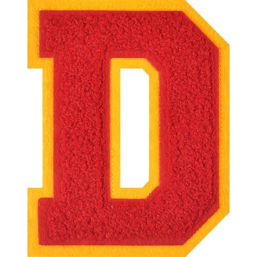 Chenille-Buchstaben-Flicken zum Aufbügeln, 11,4 cm, Rot (Buchstabe D) von FlashMind