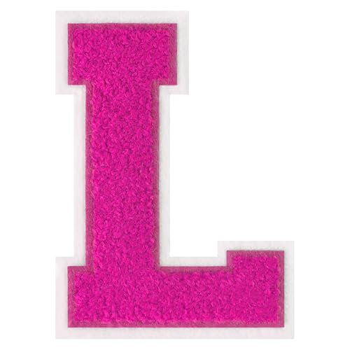 FlashMind 11,4 cm rosa Aufnäher zum Aufbügeln auf große Letterman-Jacke, Buchstaben-Flicken aus Chenille, für Kleidung (Buchstabe L) von FlashMind