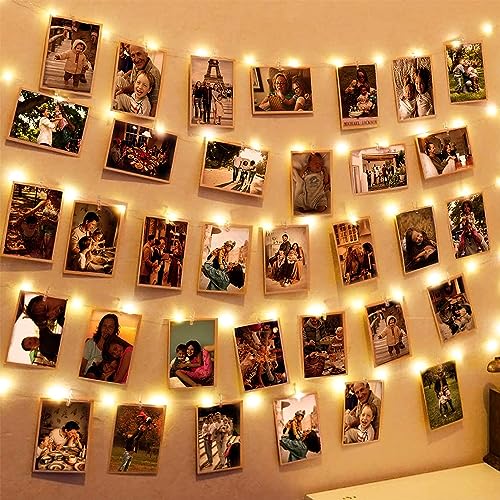 Foto-Clip-Lichterketten, 5M 50 LED Foto-Stöpsel-Lichterkette mit 30 Clips, batteriebetrieben, 2 Modi, Silberdraht-Lichterkette zum Aufhängen für Party-Dekoration von Flaspar