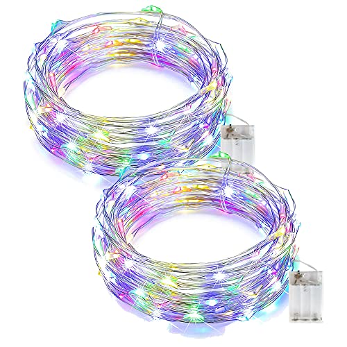 LED-Lichterketten, 6,6 Fuß, 20 LED-Lichterketten, mehrfarbig, LED-Lichterketten für Weihnachten, Thanksgiving, Schlafzimmer, Innendekoration, 2 Stück von Flaspar