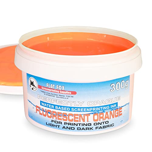 Flat Fox Siebdruck-Tinte auf Wasserbasis (fluoreszierendes Orange, 300 g) von Flat Fox