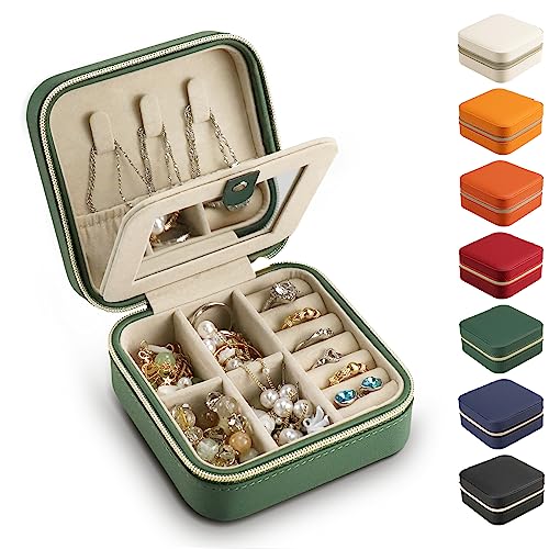 Flayet Schmuck-Organizer-Box mit Spiegel, Reiseutensilien, Schmuckkästchen, Aufbewahrung für Frauen und Mädchen, beste Geschenke für Tochter, Freundin, Mutter, kleine Schmuckschatulle für Ring, von Flayet