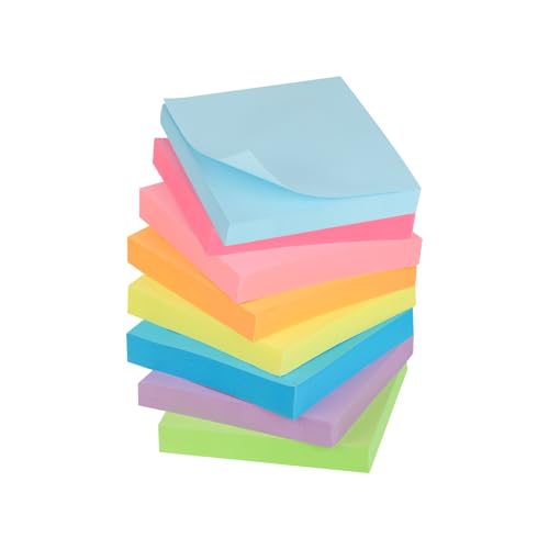 Sticky Notes 8 bunte Farbige Haftnotizen 76x76mm Selbstklebende Klebezettel ideal für Büro,Zuhause,Schule zum Markieren und Hervorheben von Seiten,82 Blätter/Block(8 Farben) von Flearitzo