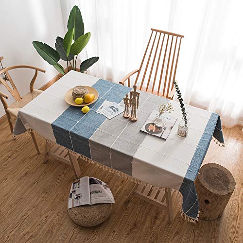 Tischtücher 130x185cm, Waschbar, Baumwolle Leinen Tischdecke, Schmutzabweisend Fleckschutz, für Home Tischdekoration - Gitter von Flei
