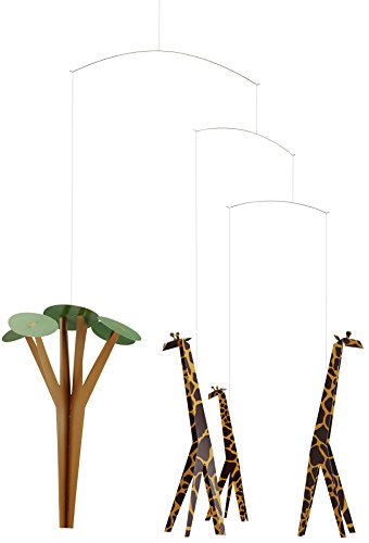 Flensted Mobiles Giraffes on The Savannah Mobile, Stahl, Mehrfarbig, 60x47 cm von Flensted Mobiles