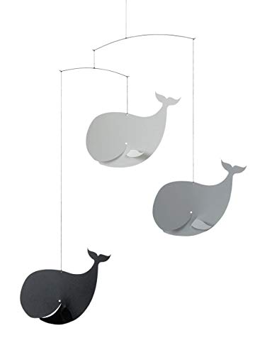Flensted Mobiles Happy Whales, Greyscale Mobile, Stahl, schwarz/gu, 54x45 cm von Flensted Mobiles